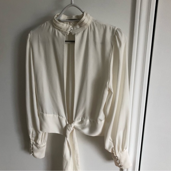 DYNAMITE mock neck open back blouse - Picture 7 of 12